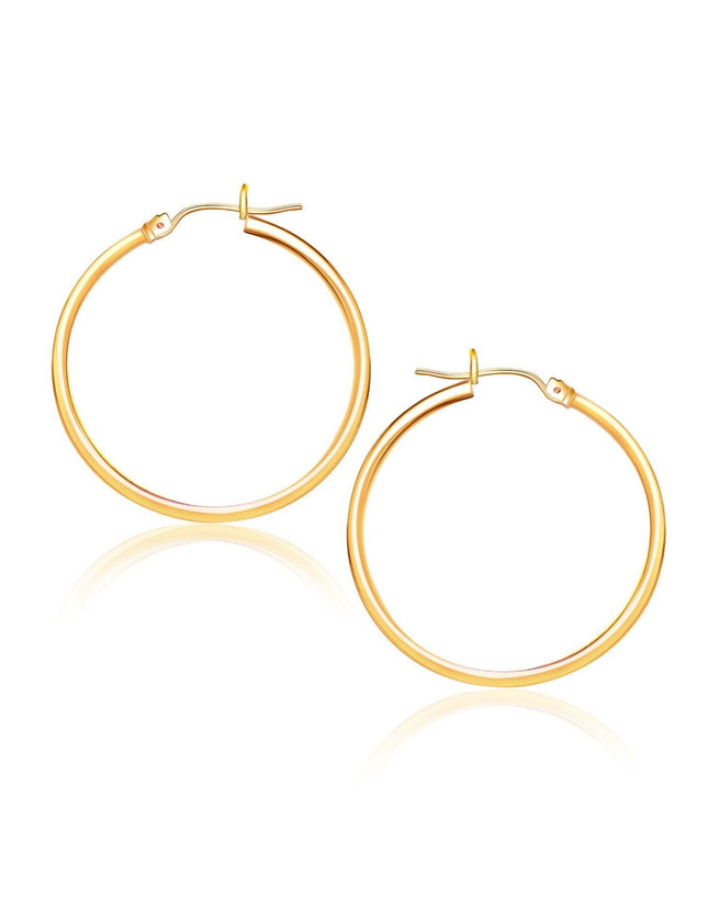 10k Yellow Gold Polished Hoop Earrings (25 mm) - Ellie Belle