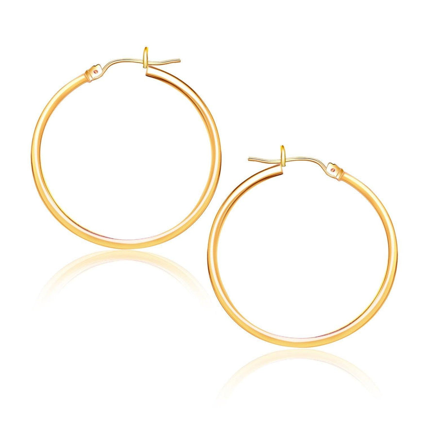 10k Yellow Gold Polished Hoop Earrings (25 mm) - Ellie Belle