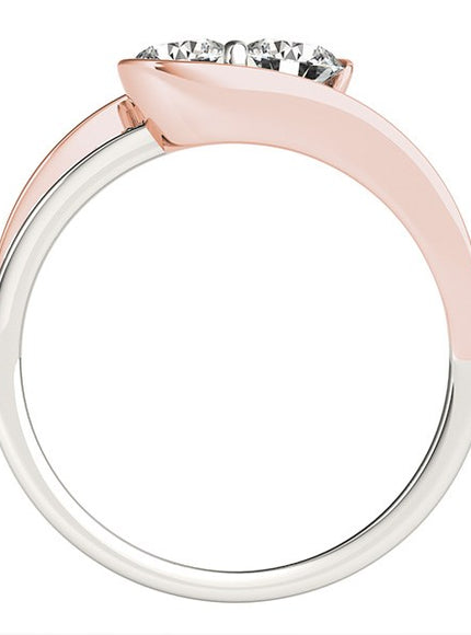 Two Stone Diamond Ring in 14k White And Rose Gold (3/4 cttw)