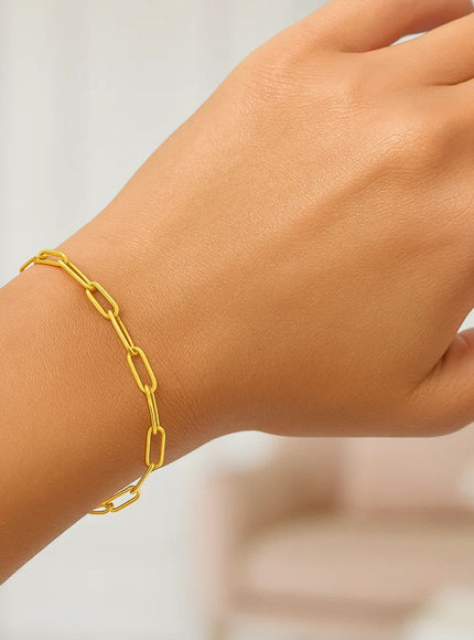 14K Yellow Gold Paperclip Bracelet (3.5mm)