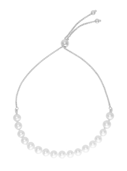 14k White Gold Adjustable Friendship Bracelet with Pearls