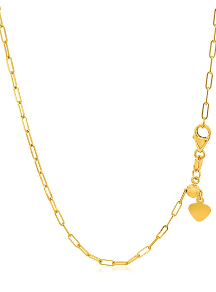 14k Yellow Gold Adjustable Paperclip Chain 1.5mm
