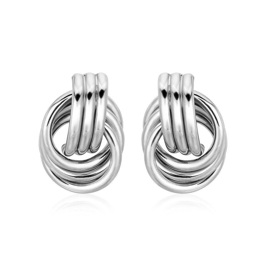 Polished Love Knot Earrings with Interlocking Rings (15mm)