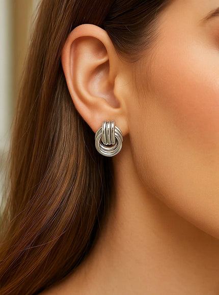 Polished Love Knot Earrings with Interlocking Rings (15mm)