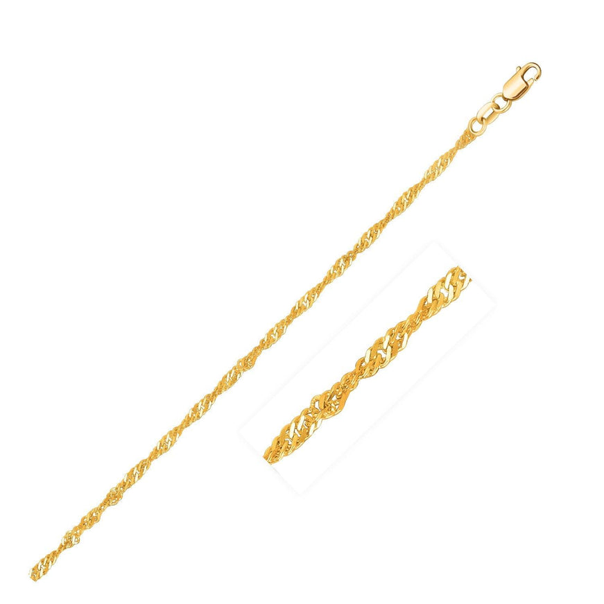 14k Yellow Gold Singapore Chain 1.7mm - Ellie Belle