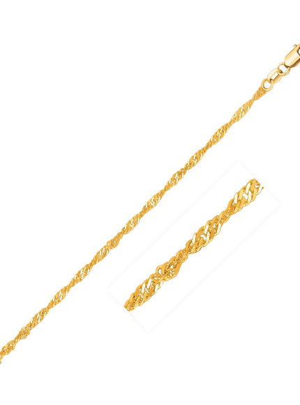 14k Yellow Gold Singapore Chain 1.7mm