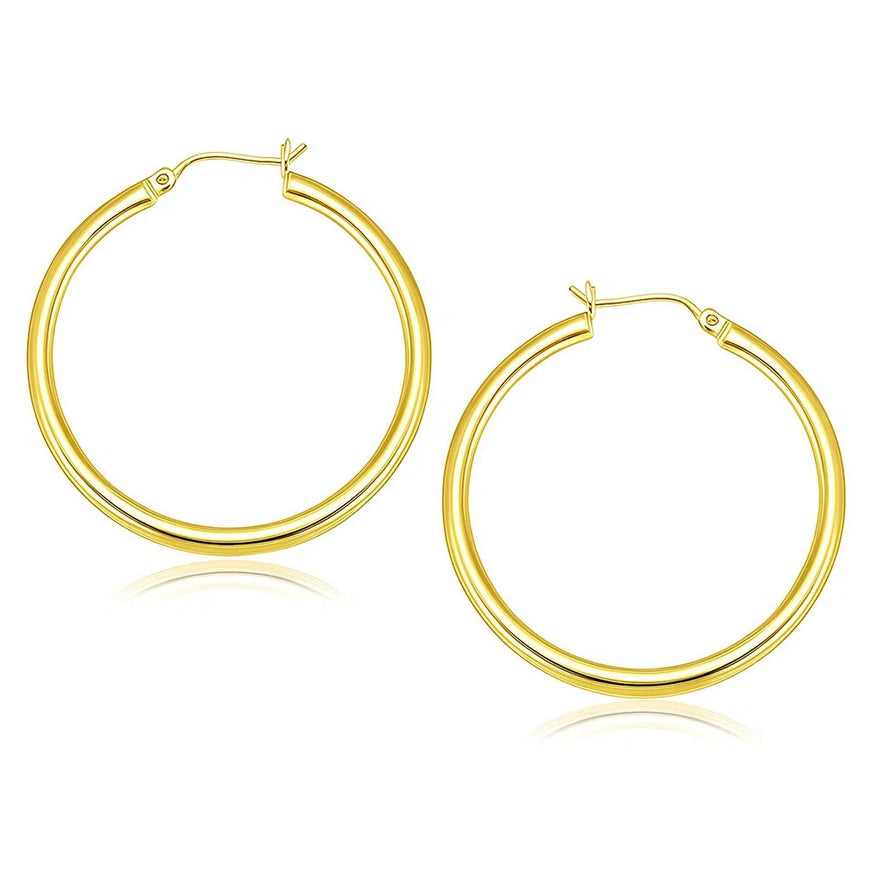 10k Yellow Gold Polished Hoop Earrings (40 mm)