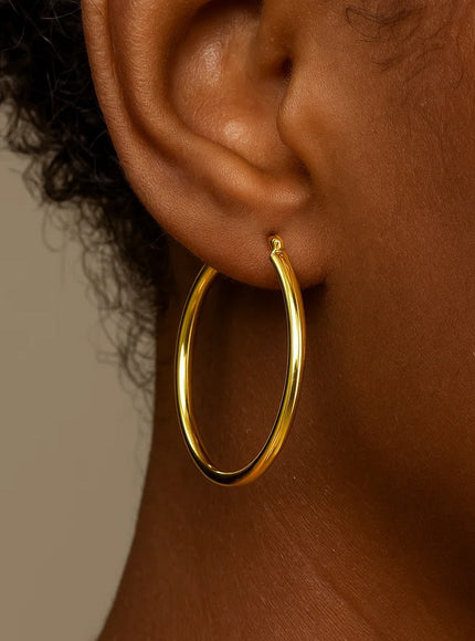 10k Yellow Gold Polished Hoop Earrings (40 mm)