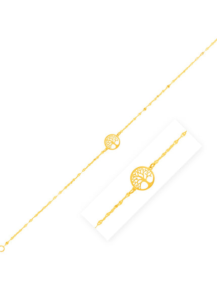 14K Yellow Gold Tree of Life Bracelet