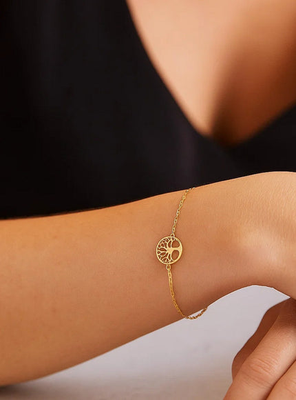 14K Yellow Gold Tree of Life Bracelet