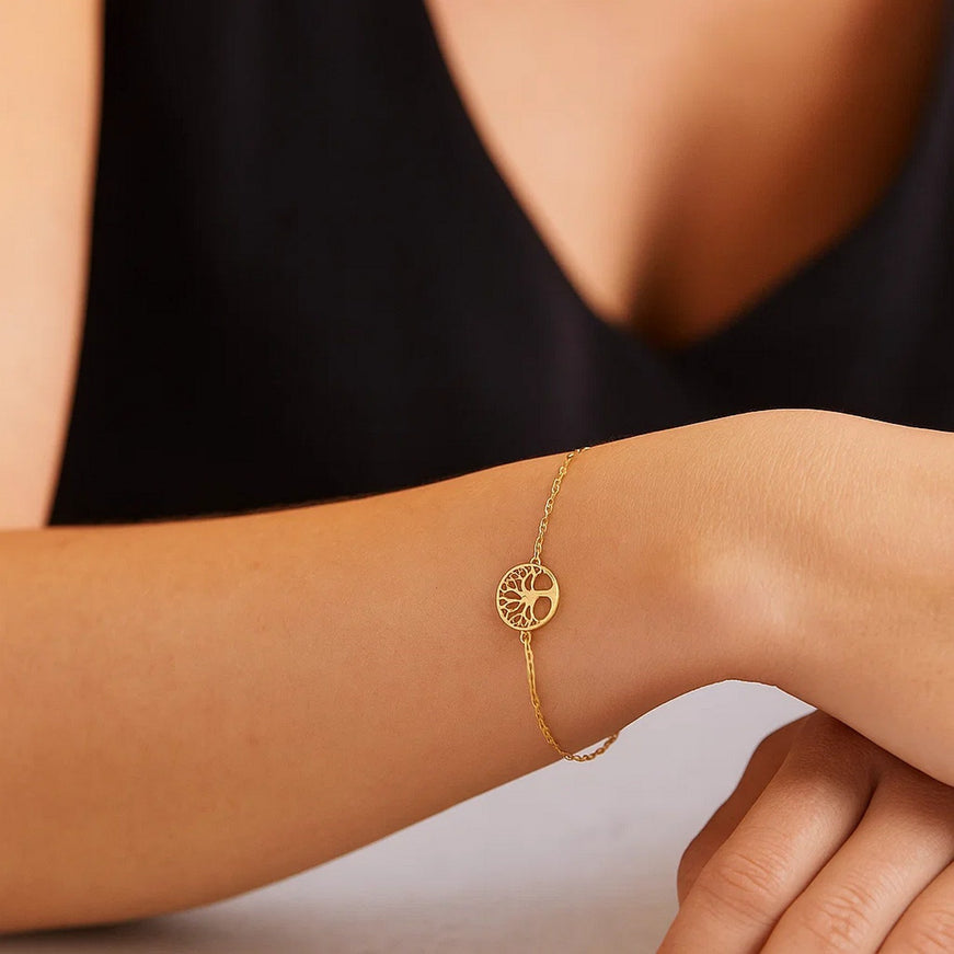 14K Yellow Gold Tree of Life Bracelet