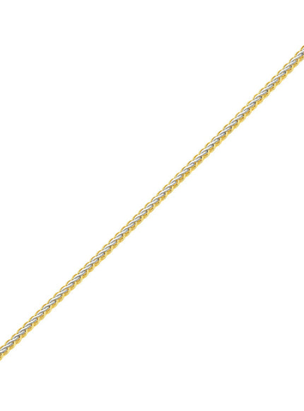 Two-Toned Fine Wheat Chain Bracelet in 10k Yellow and White Gold