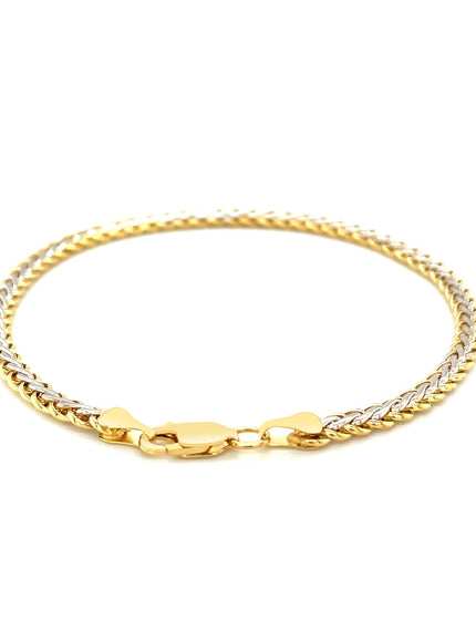 Two-Toned Fine Wheat Chain Bracelet in 10k Yellow and White Gold