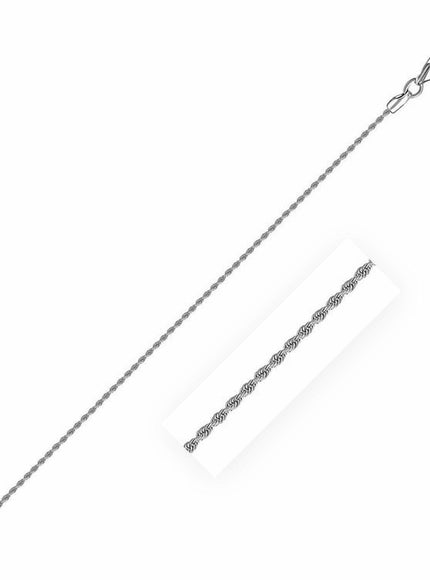 10k White Gold Solid Diamond Cut Rope Chain 1.4mm - Ellie Belle