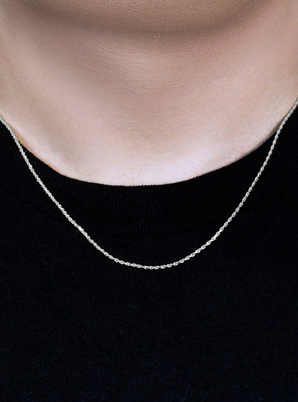 10k White Gold Solid Diamond Cut Rope Chain 1.4mm