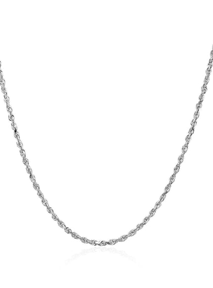 10k White Gold Solid Diamond Cut Rope Chain 1.4mm - Ellie Belle