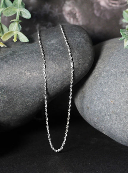 10k White Gold Solid Diamond Cut Rope Chain 1.4mm