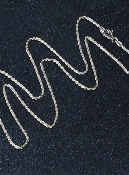 10k White Gold Solid Diamond Cut Rope Chain 1.4mm