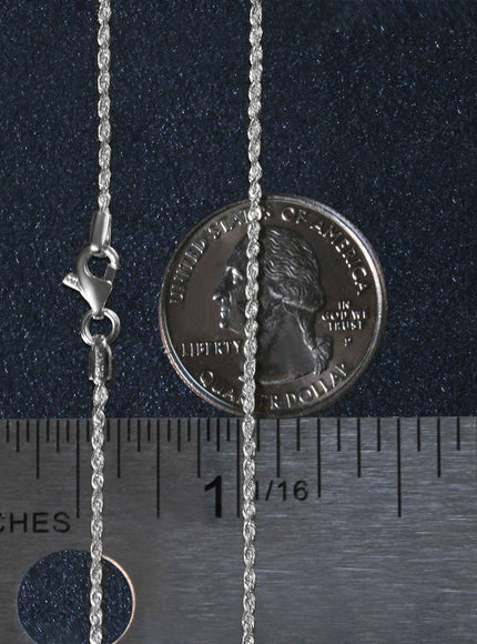 10k White Gold Solid Diamond Cut Rope Chain 1.4mm