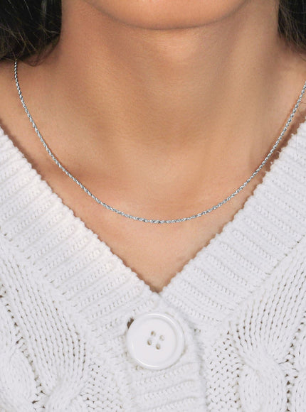 10k White Gold Solid Diamond Cut Rope Chain 1.4mm