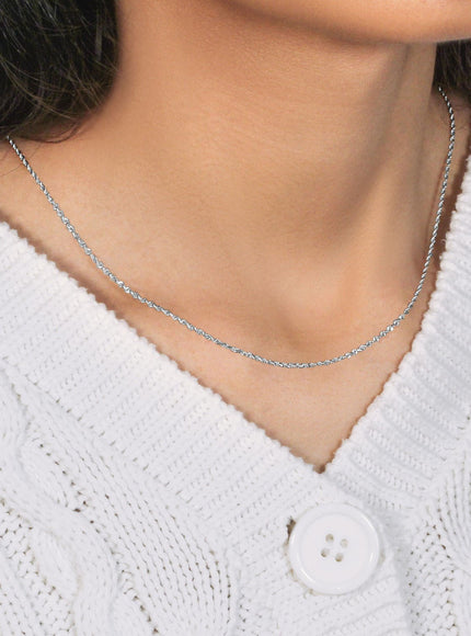 10k White Gold Solid Diamond Cut Rope Chain 1.4mm