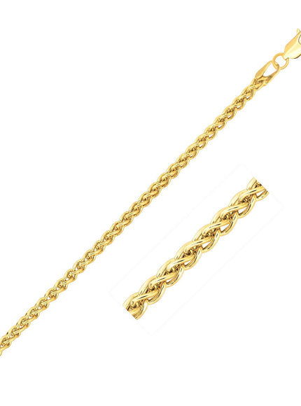 14k Yellow Gold 2.8mm Light Weight Wheat Chain