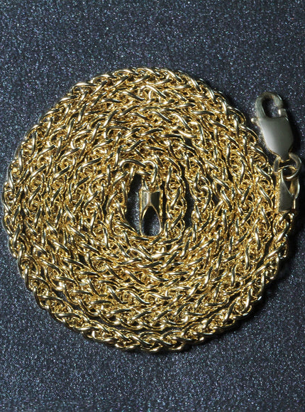 14k Yellow Gold 2.8mm Light Weight Wheat Chain