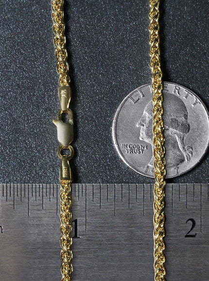 14k Yellow Gold 2.8mm Light Weight Wheat Chain