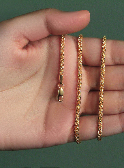 14k Yellow Gold 2.8mm Light Weight Wheat Chain