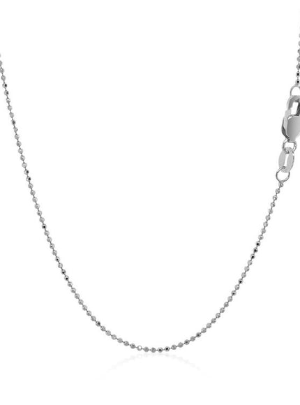 14k White Gold Diamond Cut Bead Chain 1.0mm