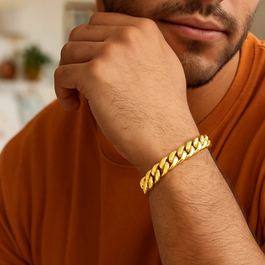 9.1mm 10k Yellow Gold Semi Solid Miami Cuban Bracelet