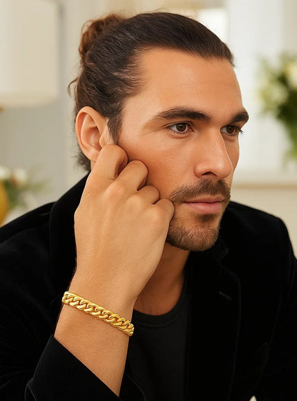 9.1mm 10k Yellow Gold Semi Solid Miami Cuban Bracelet