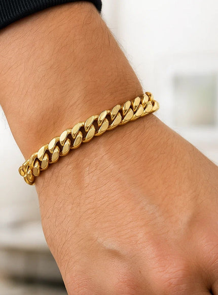 9.1mm 10k Yellow Gold Semi Solid Miami Cuban Bracelet