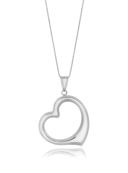 14k White Gold Floating Heart Drop Pendant