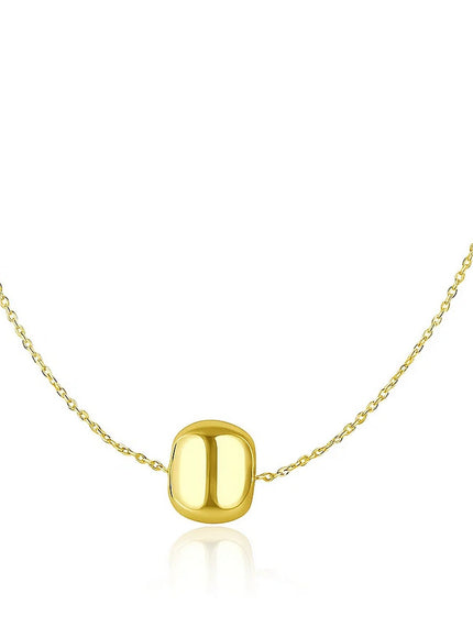 14k Yellow Gold Necklace with Shiny Barrel Bead Charm