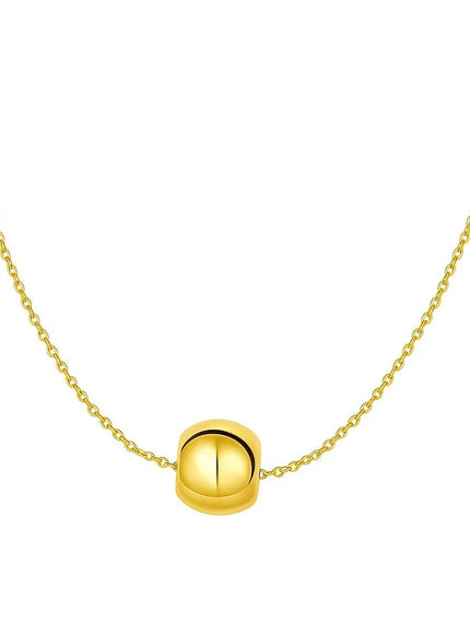 14k Yellow Gold Necklace with Shiny Barrel Bead Charm