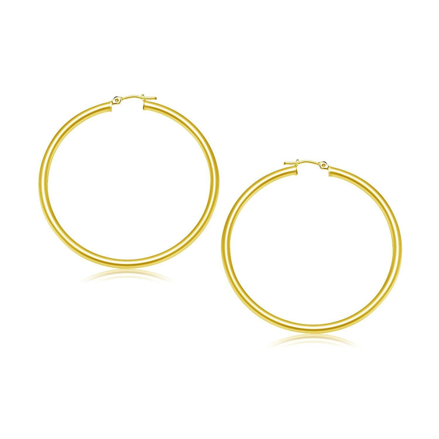 10k Yellow Gold Polished Hoop Earrings (30 mm) - Ellie Belle