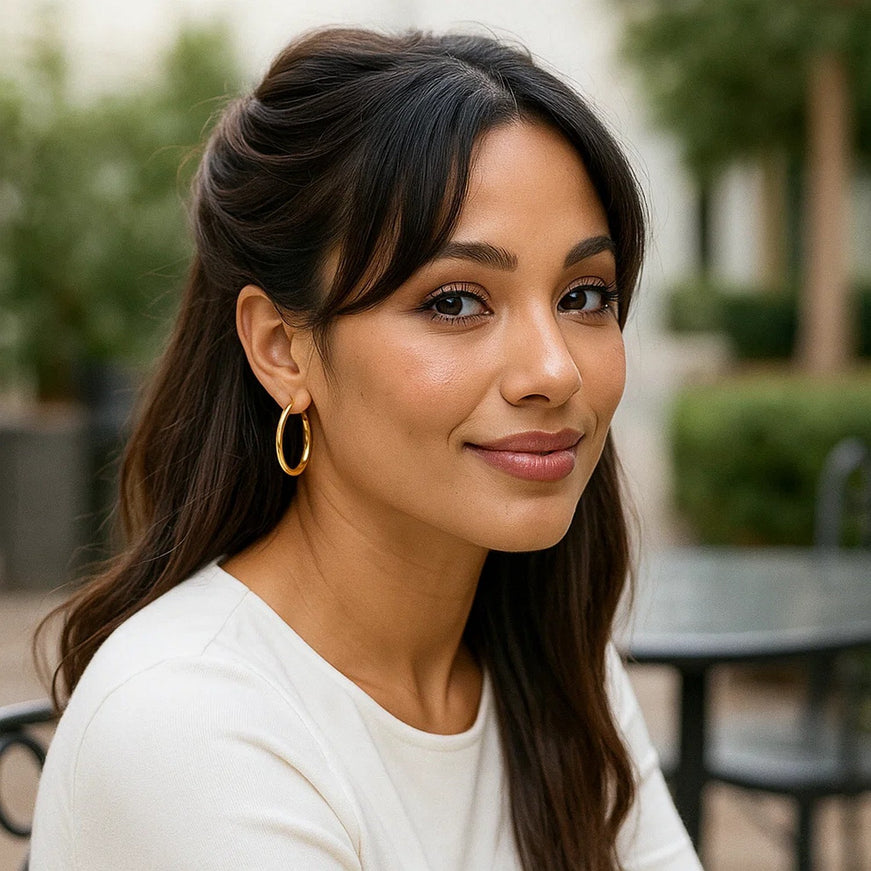 10k Yellow Gold Polished Hoop Earrings (30 mm)