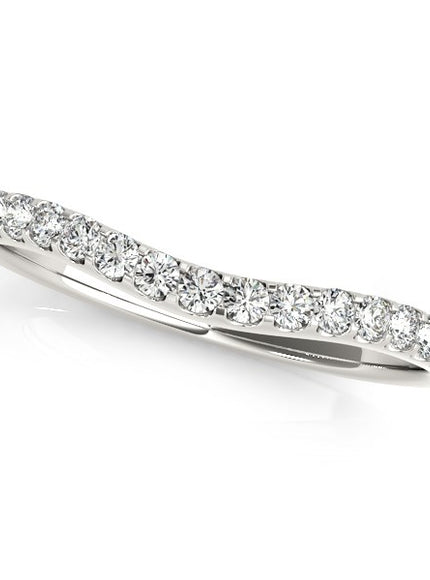 14k White Gold Round Pave Setting Curvy Diamond Wedding Band (1/4 cttw)