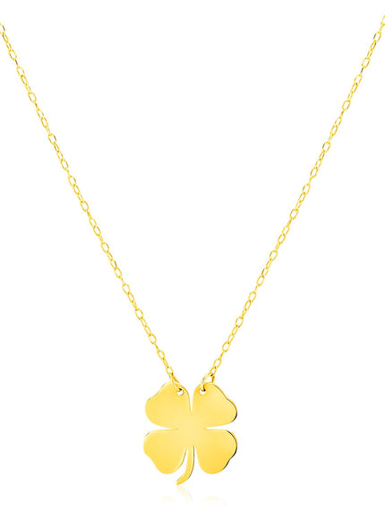 14K Yellow Gold Four Leaf Clover Necklace