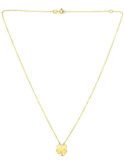 14K Yellow Gold Four Leaf Clover Necklace