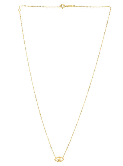 14k Yellow Gold Pearl Evil Eye Necklace