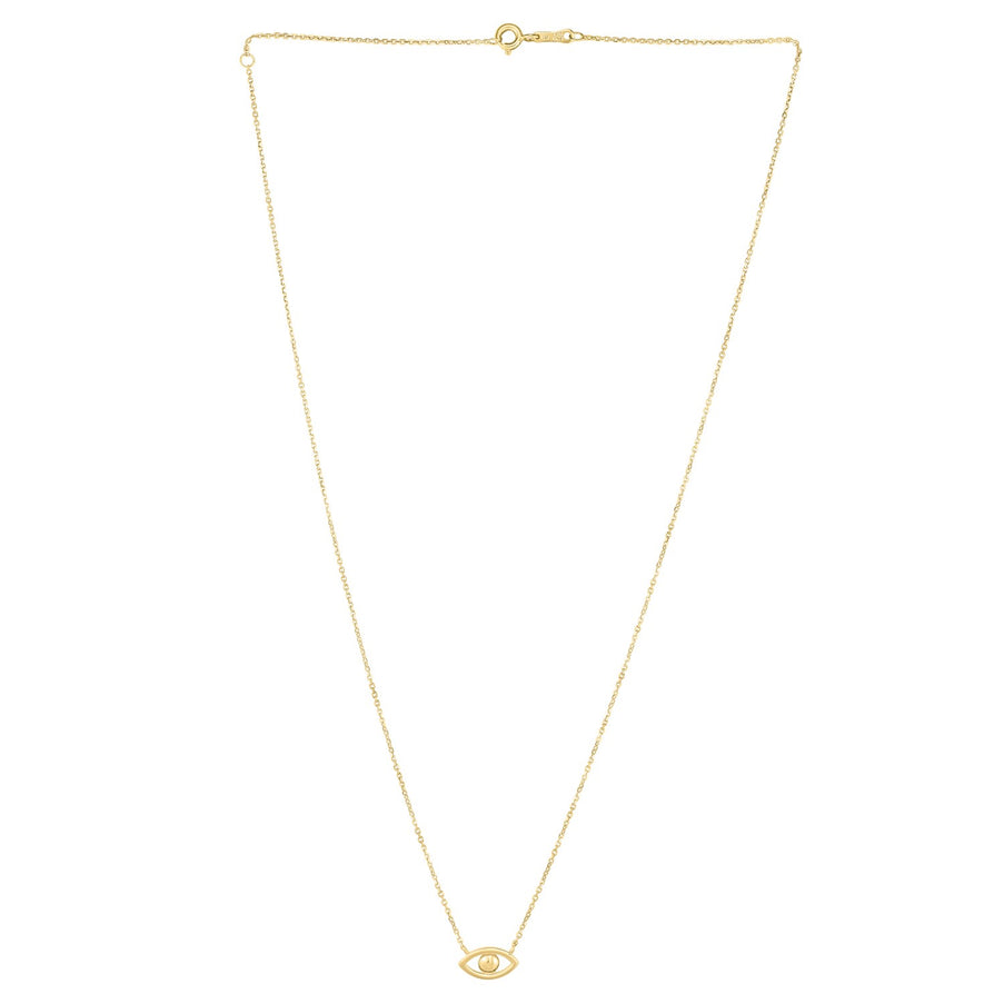 14k Yellow Gold Pearl Evil Eye Necklace