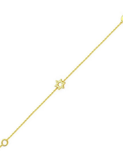 14k Yellow Gold Star of David Bracelet