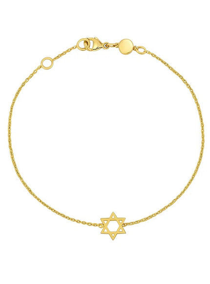 14k Yellow Gold Star of David Bracelet
