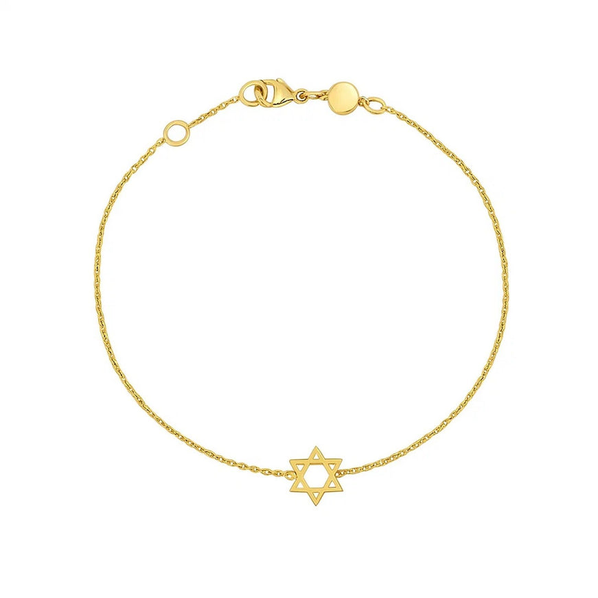 14k Yellow Gold Star of David Bracelet