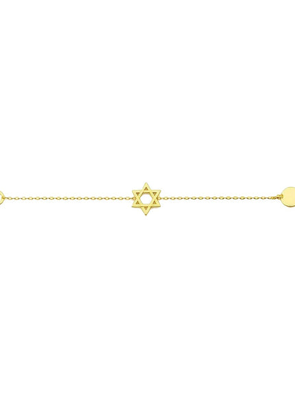 14k Yellow Gold Star of David Bracelet