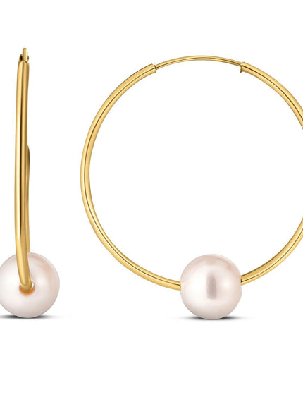 14k Yellow Gold Round Endless Pearl Earring - Ellie Belle