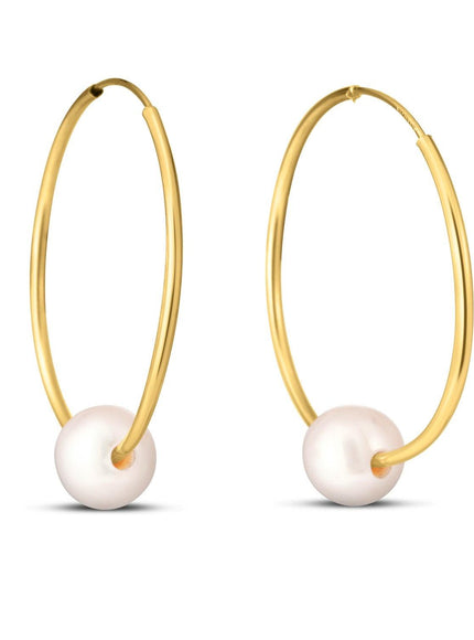 14k Yellow Gold Round Endless Pearl Earring - Ellie Belle