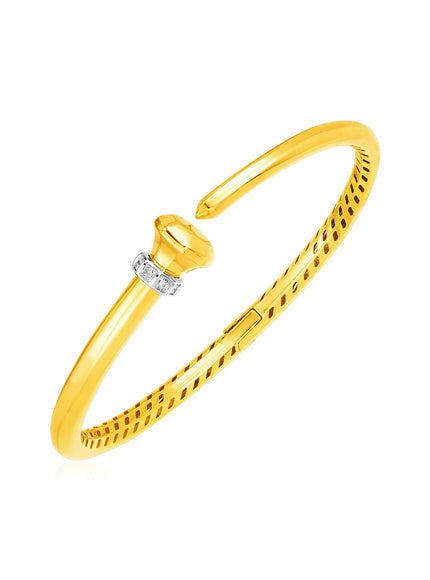 14k Yellow Gold Hinged Bangle Bracelet with Diamonds